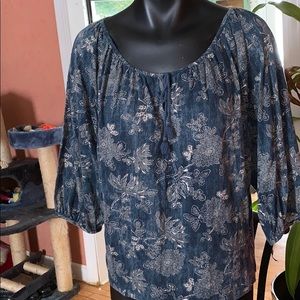 LRL Blue 1/4” sleeve Pheasant top shirt large